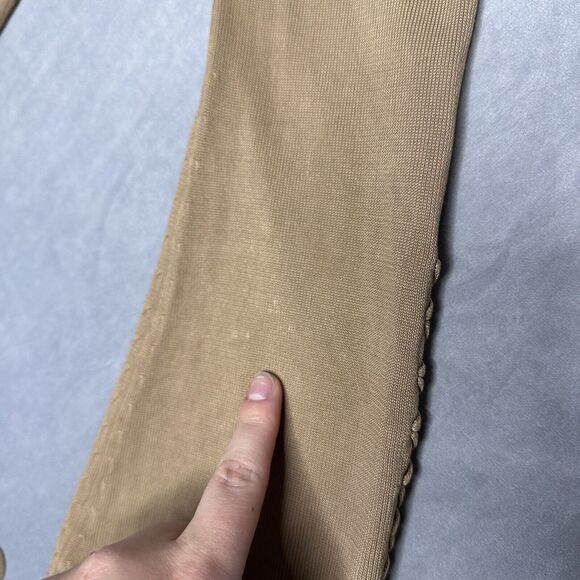 Max Studio Top Womens M Ruche Sleeve Knit Wheat Bell Sleeve Boho Flare Nylon - Picture 4 of 9